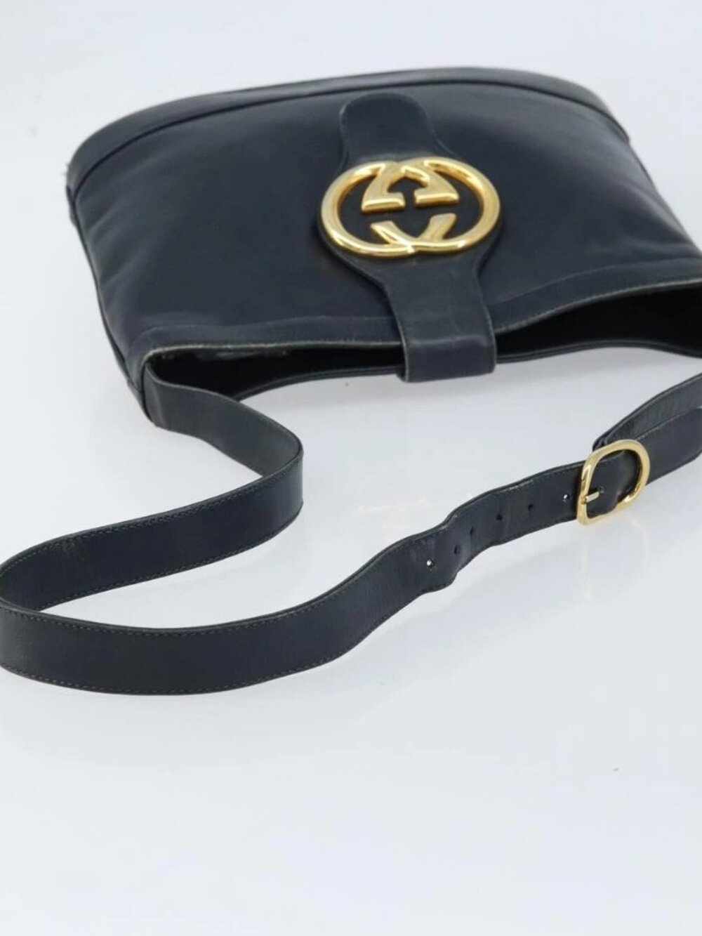 GUCCI Shoulder Bag Leather Black Gold - Picture 8 of 16